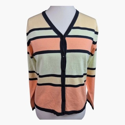 Croft & Barrow Cardigan Pullover L XL Streifen Viskose Pastellfarben Blazer Cape