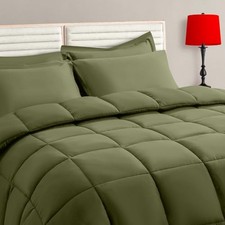 Size Comforter Set - 5 Pieces, Bed in a Bag Bedding Sets with Twin Olive Green