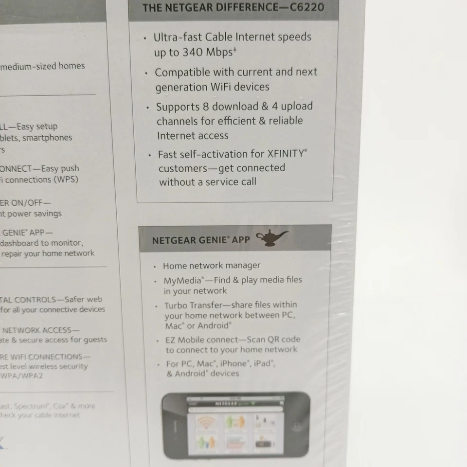 Netgear AC1200 Wifi Cable Modem Router - C6220-100NAS - Brand New - Image 4 of 4