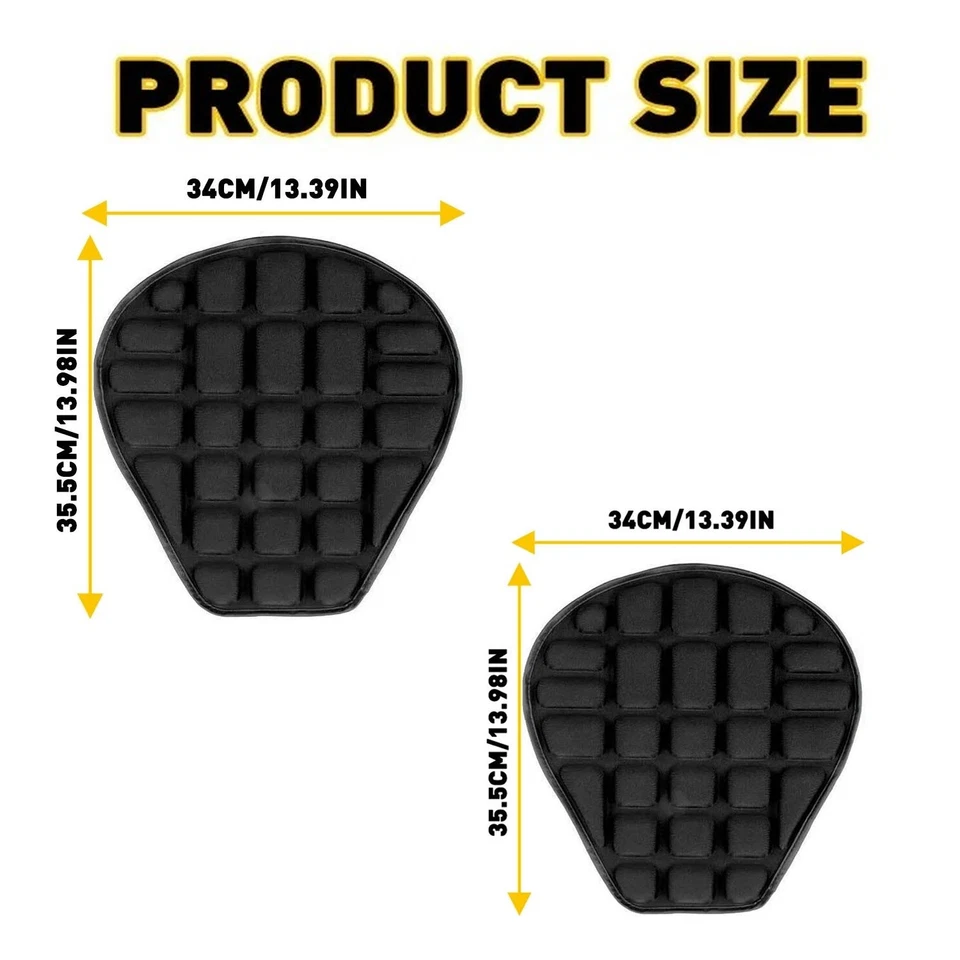 2X Cojín de funda de asiento cómodo para motocicleta Universal Alivio de presión Almohadilla de aire Negro Foto 2 de 4