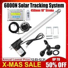LCD Single Axis Solar Tracking Kit W/ 6000N 18" DC Linear Actuator W/ Anemometer