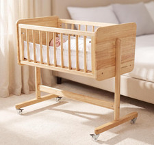 Comfy Cubs Wooden Bassinet Bedside Sleeper - Natural Wood