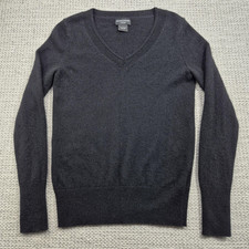 Sutton Studio Sweater Womens Small 100 Cashmere V Neck Knit Black Pullover