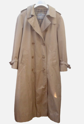 Vintage Ladies *AQUASCUTUM Aqua 5* Dark Beige Belted Long Raincoat Mac Sze 12-14