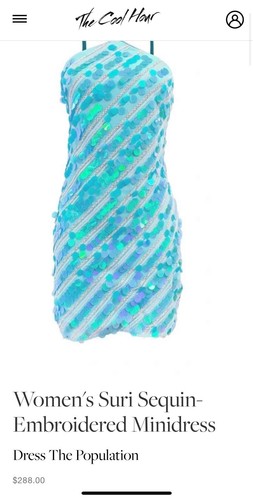 Dress The Population Sky Blue Suri Sequin-Embroidered Minidress Size Medium - Picture 4 of 4