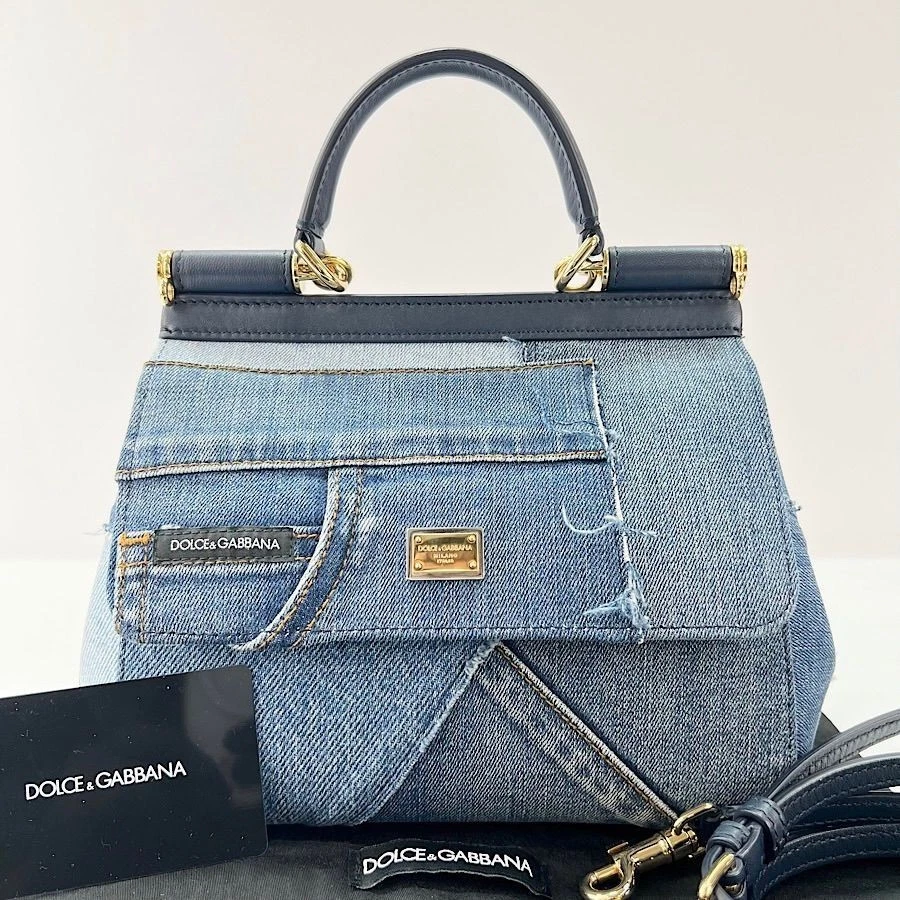 DOLCE and GABBANA デニムレザーハンドバッグ Dolce&Gabbana Women's Denim Exterior Bags & Handbags for Women for
