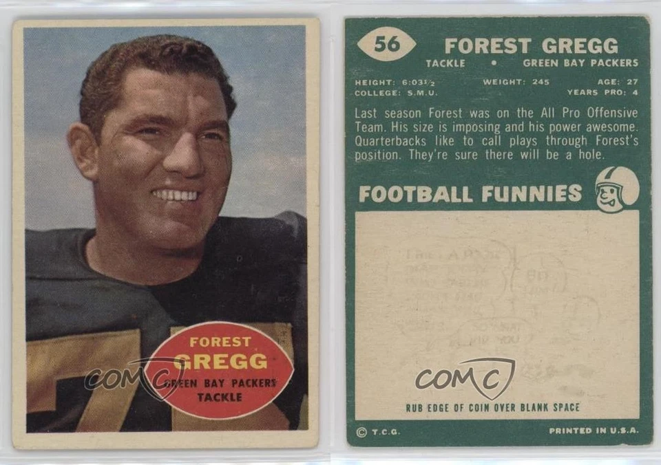 1960 Topps Forrest Gregg #56 Rookie RC HOF - Image 3 of 3