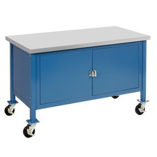 Mobile Workbench with Security Cabinet Plastic Laminate Square Edge 72"W x 30"D