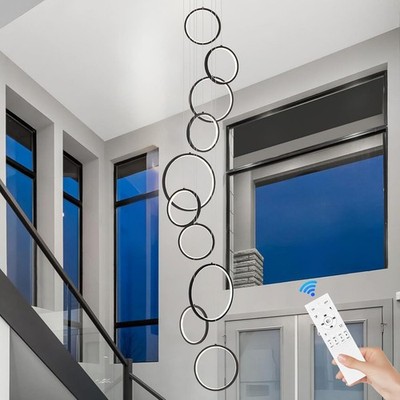 Benkut 10 Ring Black Chandelier 98.5in 3000-6500K