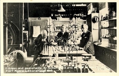 FL Florida RPPC, Fort Myers, Thomas Edison, Mr. Schumurica & Ott in Lab in 1912