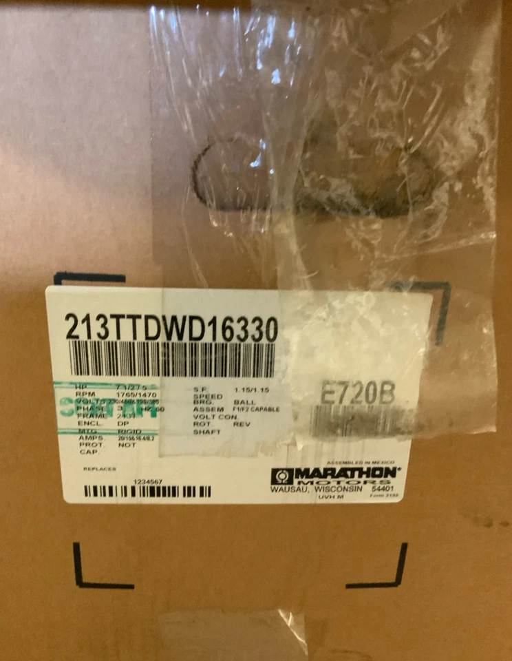 MARATHON 213TTDWD16330AA - General Purpose Motor 7.50 & 5 HP 3 Phase- New In Box - Image 2 of 4