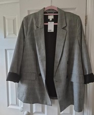 H&M New with Tags Checkered Blazer Jacket Oversized