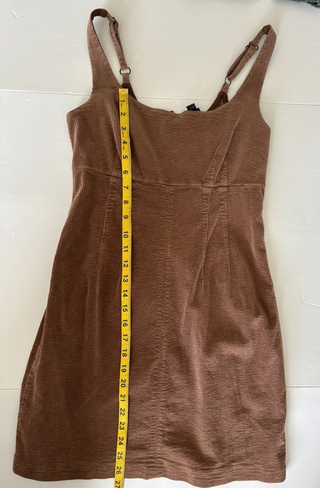 Vestido tipo jersey de pana Wild Fable pequeño Babydoll Y2K retro otoño marrón chocolate Foto 3 de 4