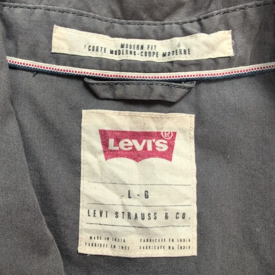 Chemise Levi's marron gris uni manches courtes western cowboy taille L 2 poches - Photo 3/4