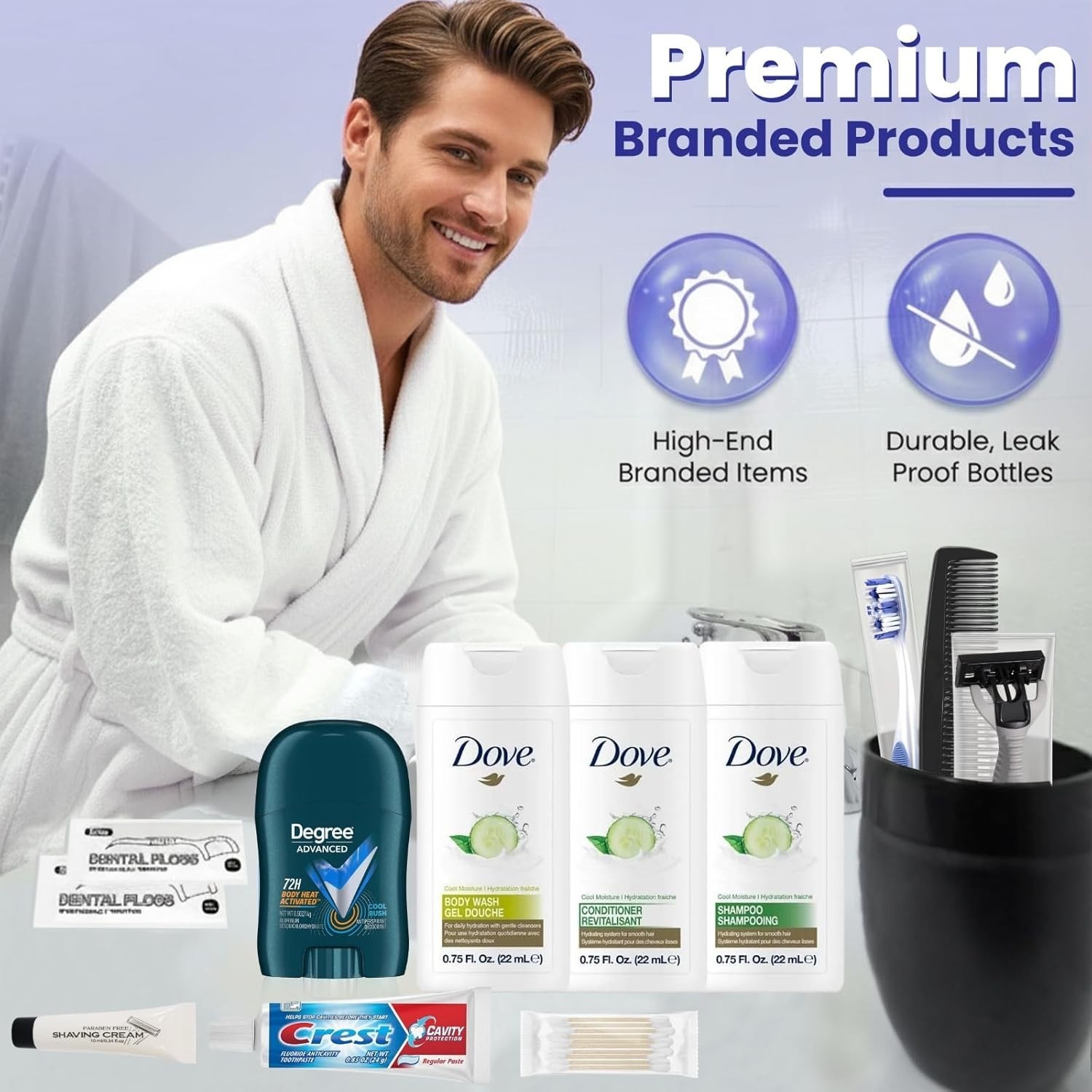 12 Piece Men’s Travel Hygiene Kit with Toiletries & Grooming Essentials, TSA-... thumbnail 6