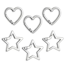 6 Pcs Star Carabiner Keychain Clip Heart Carabiner Stainless Steel Keychain C...