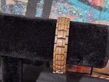 Dark Bronze/Gold Tone Heavy Chain Link Magnetic Therapy Bracelet 15mm Wide