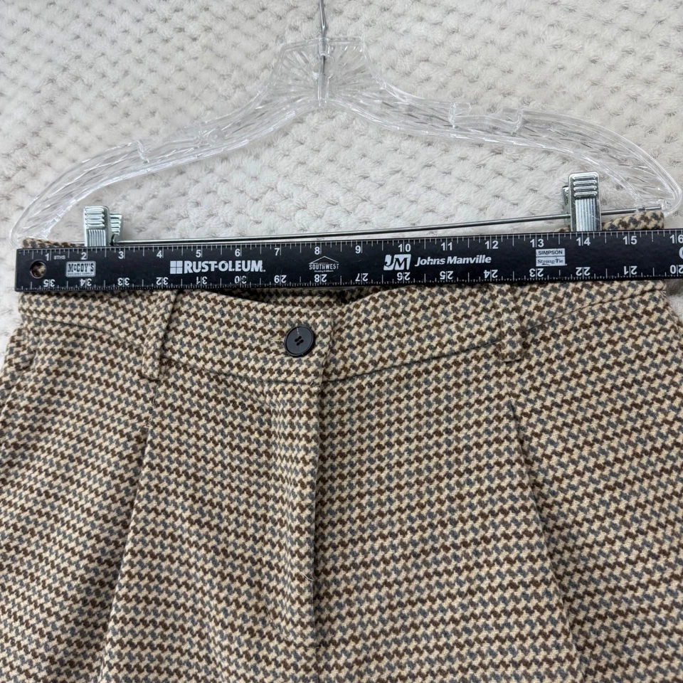 Pantalones Cortos &merci Pata de Gallo Plisados Cintura Alta Mujer L Marrón Beige Chic Foto 2 de 4