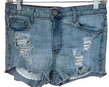 RSQ Cutoff Shorts Denim Jean Venice Mid Rise Distressed Ripped Size 9 Blue 28x2