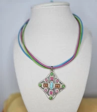 Lovely Barse Touquoise, Amber Multi-Strand. 925 Silver Necklace