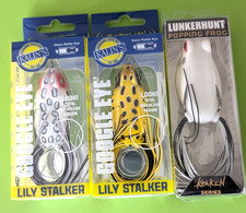 2 Kalin Lily Stalker Weedless Frogs & 1 Lunker Kraken Weedless Frog - Lot#331