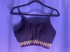 2 Piece Bikini Swimsuit High Waist Vacation Cruise Summer Black Womens SZ Large