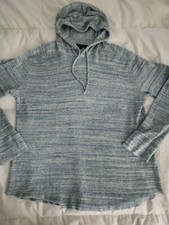 Vince Lightweight Hoodie Pullover Marled Blue Size L Mens