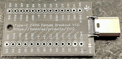 USB Type-C Breakout Board Female Plug 24 Pin Full Pins Output Gold Plated PCB