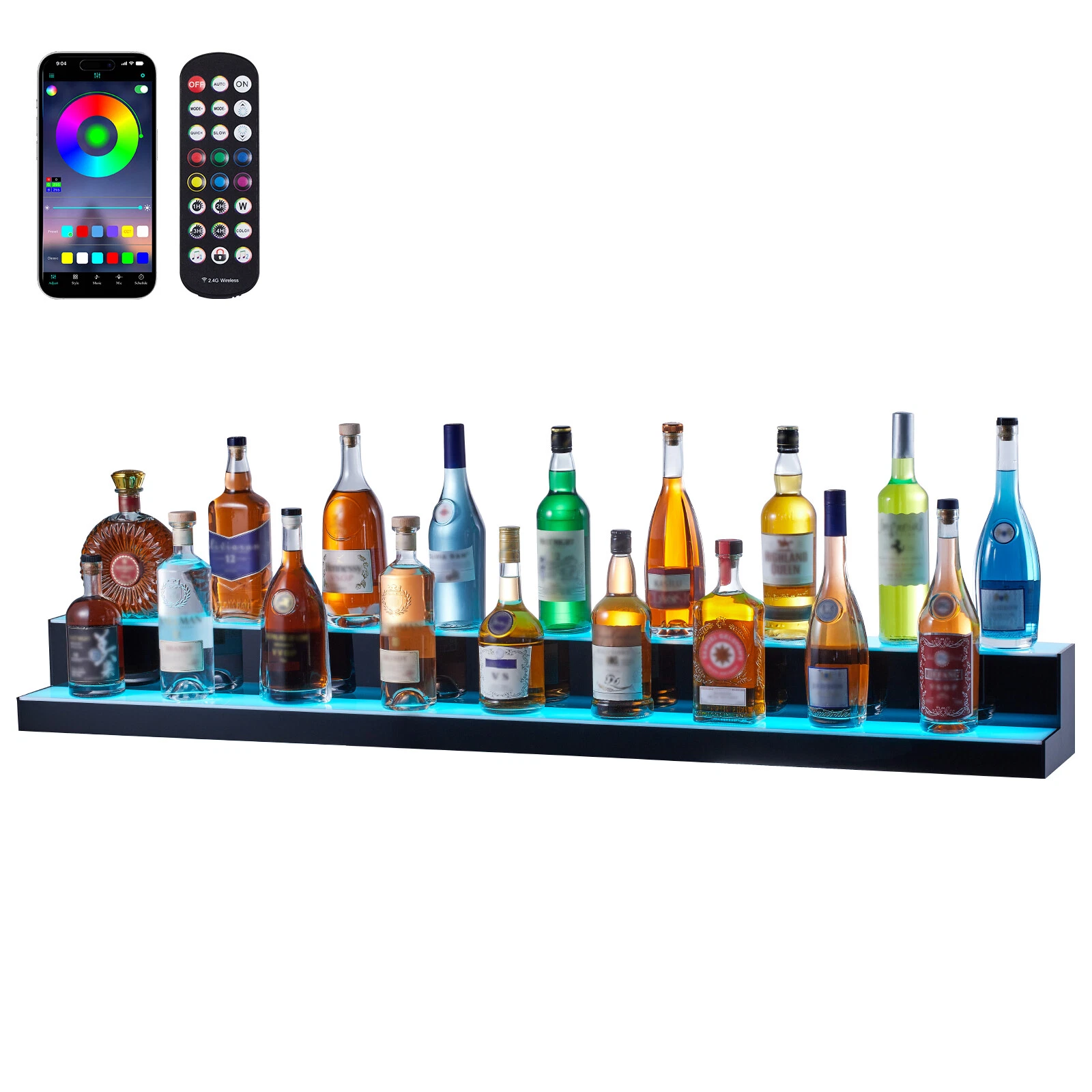 Bottle display,LED,RF remote and App control