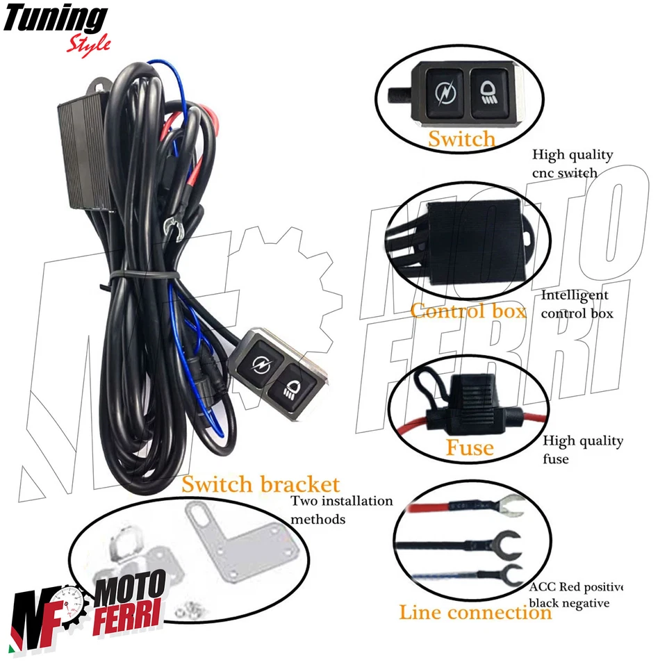 MF7797 Faretti Fari Led Supplementari Profondità + Tasto CF Moto MT450 mod 2024 - Immagine 2 di 4