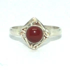 Sterling Silver Traditional Asian Vintage Style Red Onyx Stone Ring Size Q 1/2