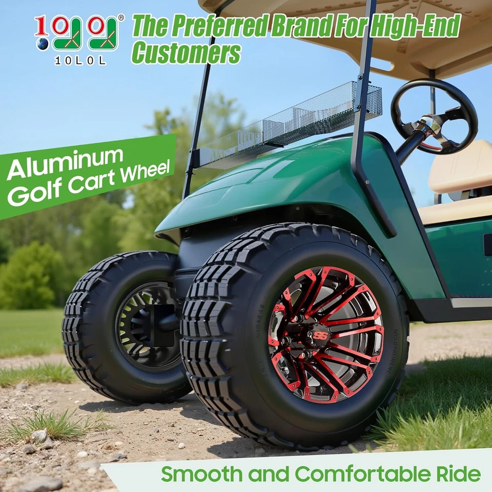 Tapacubos centrales de aluminio para rueda de carro de golf de 12 pulgadas y SS para Yamaha EZGO Club Car, ROJO Foto 2 de 4