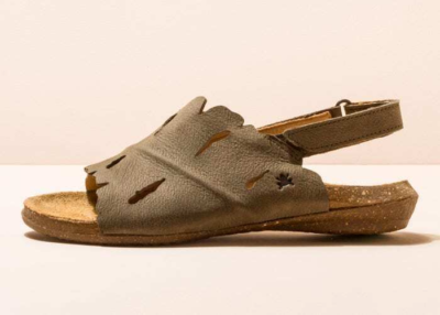 New El Naturalista Womens Wakataua Sandals Leather Green Khaki