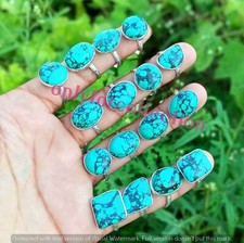 Turquoise Gemstone 925 Sterling Silver Plated 25Pcs Rings Lot