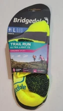 BRIDGEDALE TRIAL RUN ULTRA LIGHT T2 COOLMAX SPORT YELLOW 3/4 CREW SOCKS, LARGE