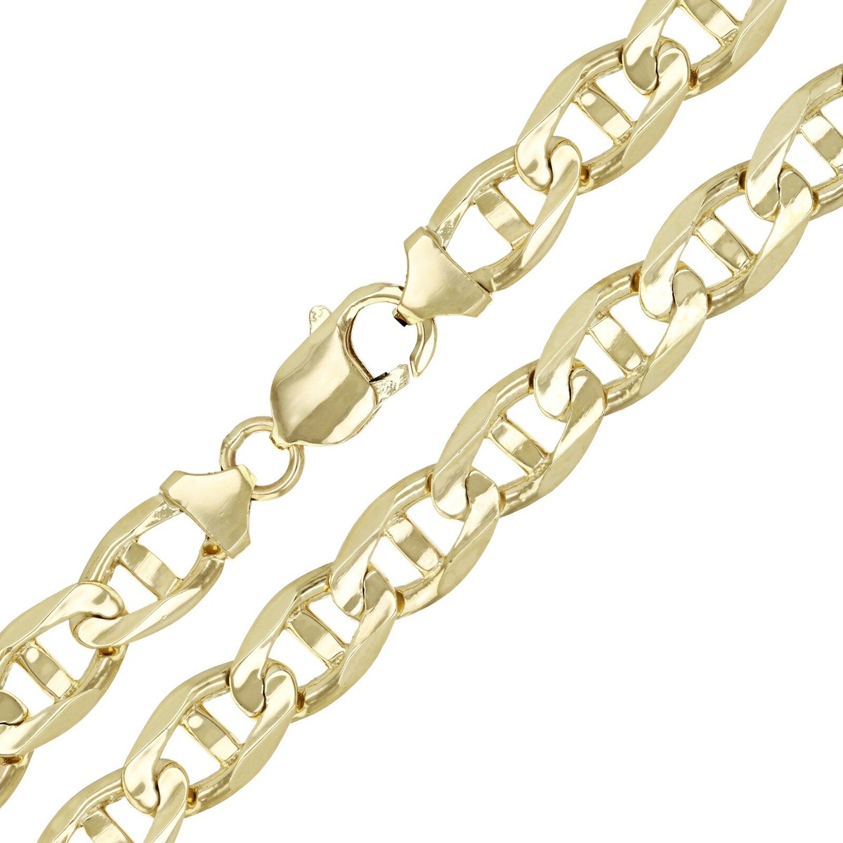 14k Yellow Gold Solid Concave Mariner Chain Necklace 28