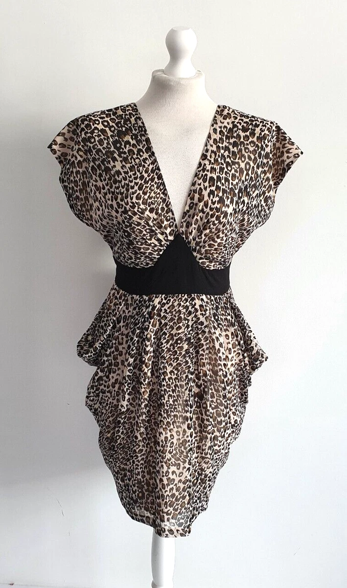 Butterfly Matthew Williamson Dress 12 Animal Print Brown Mini Bow