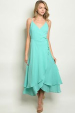 Mint Green Wrap Cocktail Dress Size Small Layered High Low