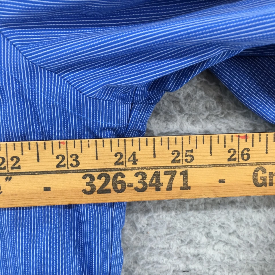 Kenneth Cole 反应礼服衬衫男式 XL 蓝色胸针条纹纽扣长袖 — 第 4/4 张图片