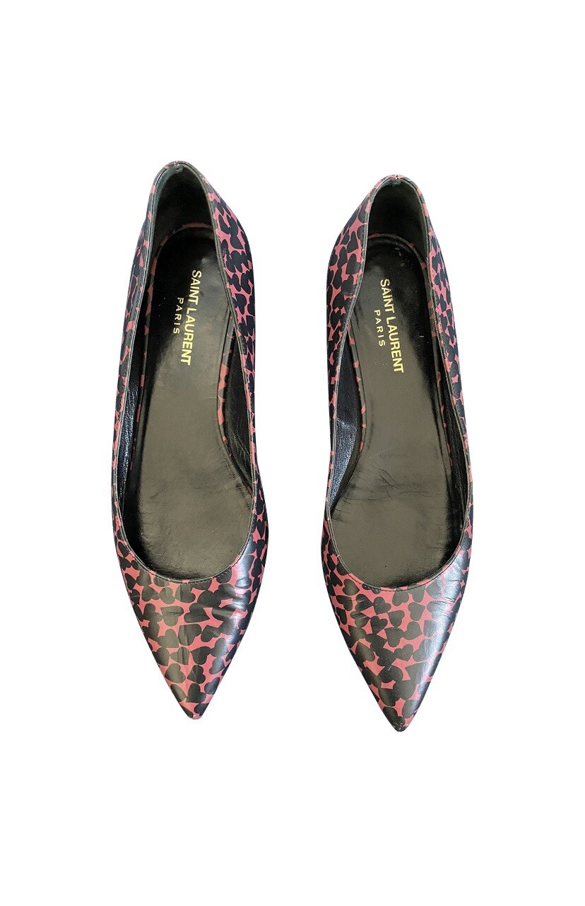 PIATTI BALLETTO pre loved autentici SAINT LAURENT PARIS taglia 38 5 stampa cuore