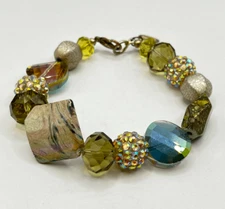9" Mixed-Media Chunky Ankle Bracelet or Large Bracelet - Glass/Stone Beads