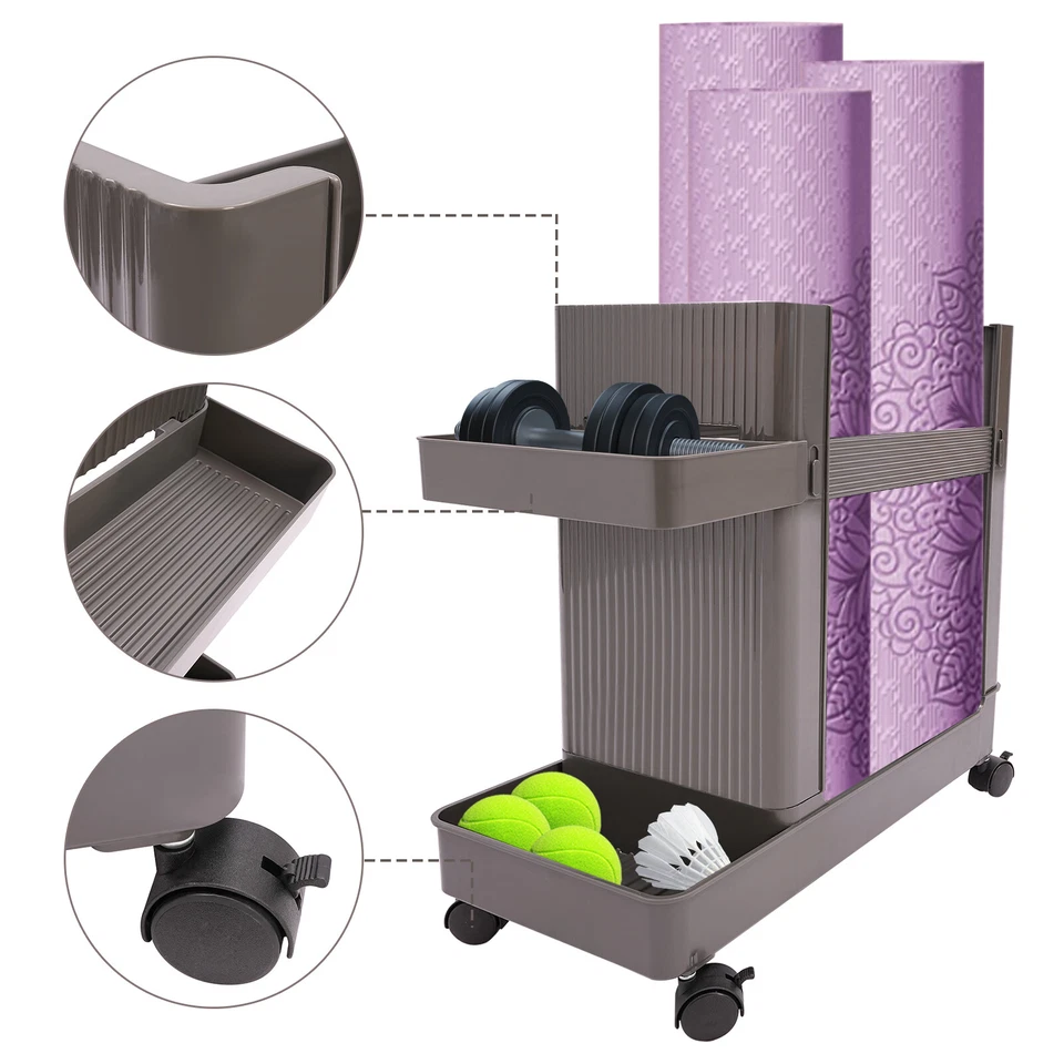 Серый коврик для йоги стойка для хранения фитнес-оборудование колеса для йоги органайзер с колесом - Изображение 2 из 4