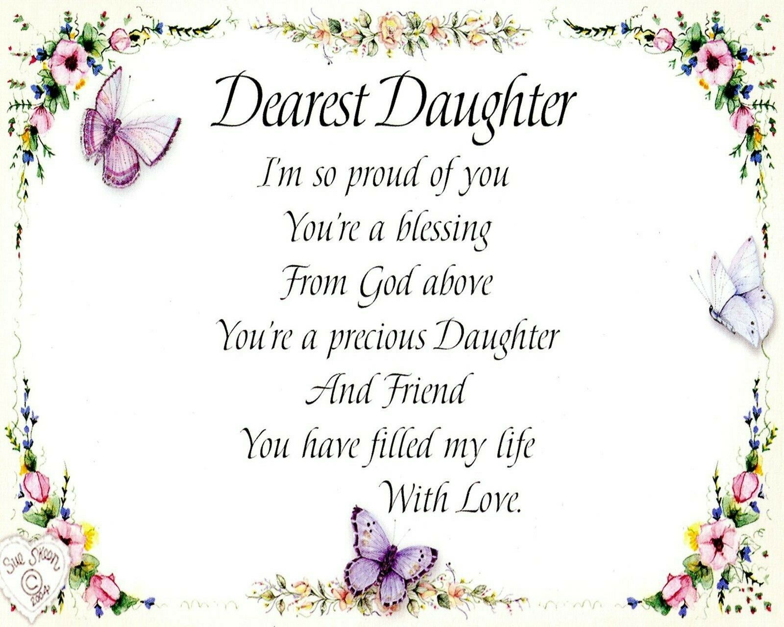 Catholic print picture- DEAREST DAUGHTER   -   8" x 10" ready to be framed