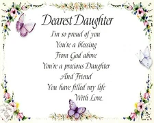 Catholic print picture- DEAREST DAUGHTER   -   8" x 10" ready to be framed