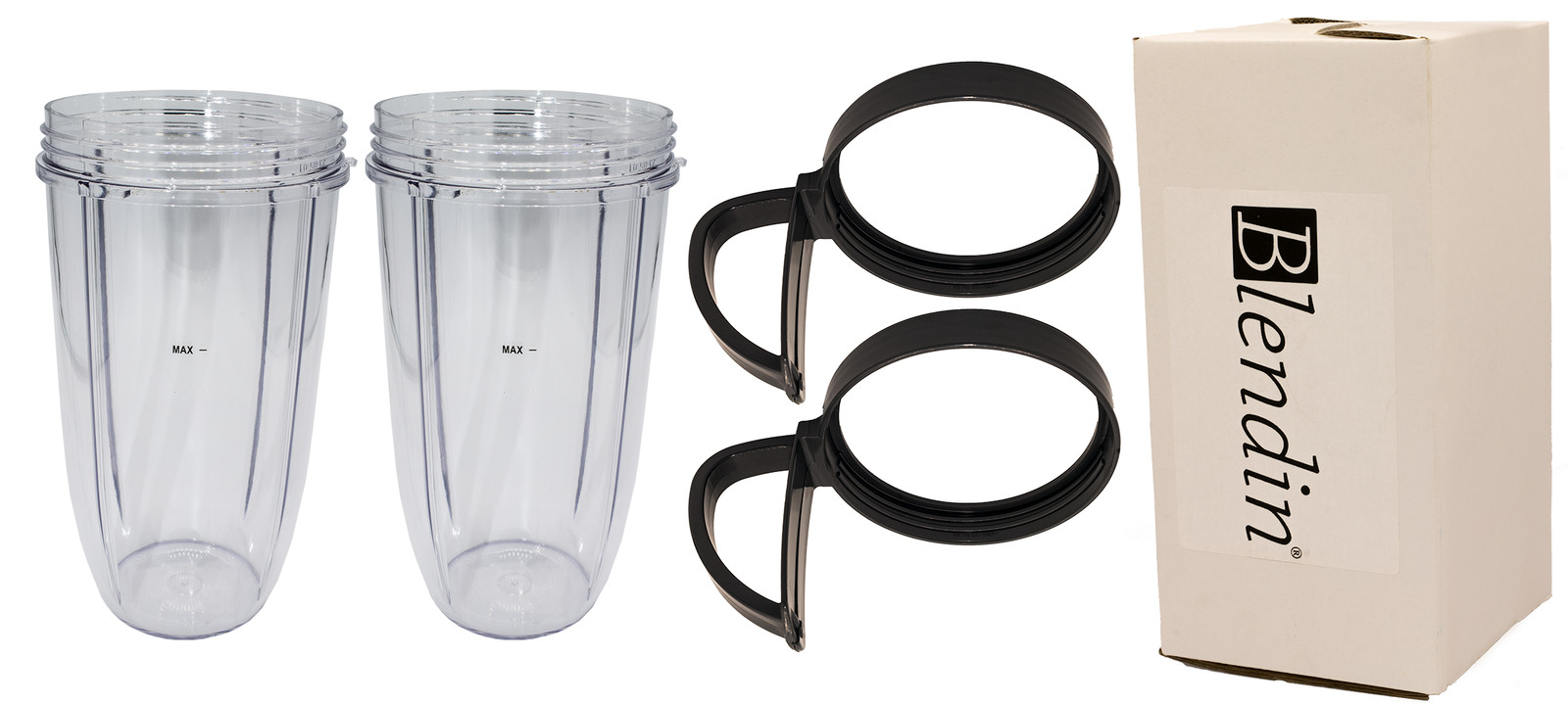 Blendin 2 Pack 32oz Jar & Handled Lip Ring Compatible with Nutribullet 600W 900W