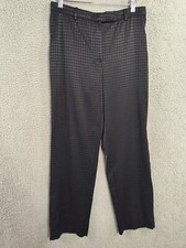 Armani Collezioni Pants Womens Size 8 Houndstooth Black Gray Shimmer Flat Front