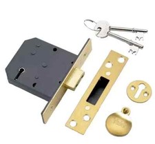 Yale Locks PM552 PB 78 5 Lever Mortice Deadlock 80mm 3in Polished Brass