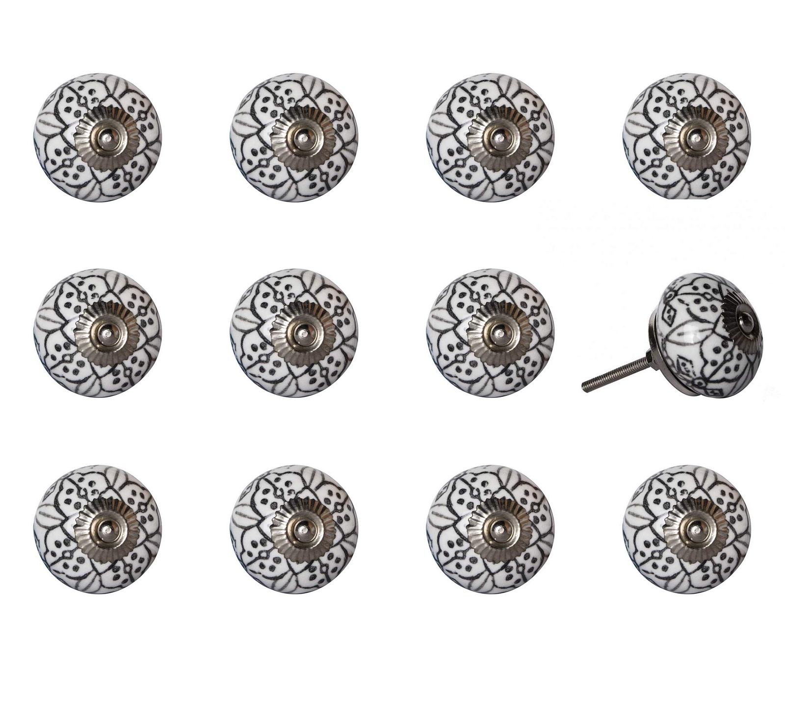 1.5 X 1.5 X 1.5 Black Gray And Silver  Knobs 12 Pack