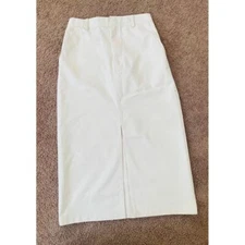 Elodie White Midi Skirt High Waisted Front Slit Elegant Office Wear XS