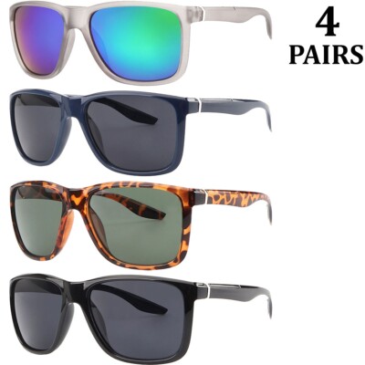 Sunglasses For Men And Women Classic Square Look 4 PAIRS New Style Mirror
